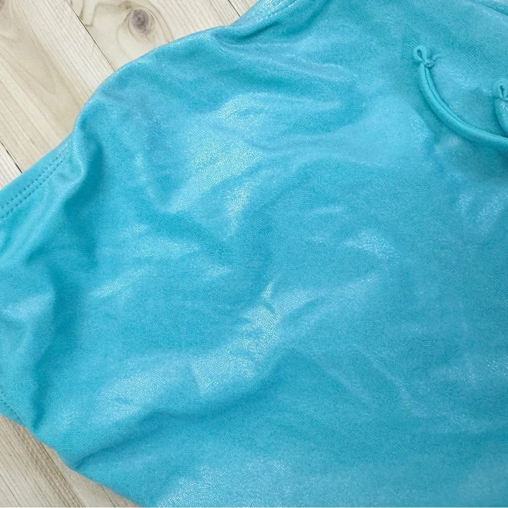 GAP Kids Aqua Blue One Piece Swimsuit Ruffle Detail Girls XS Beach Swimwear